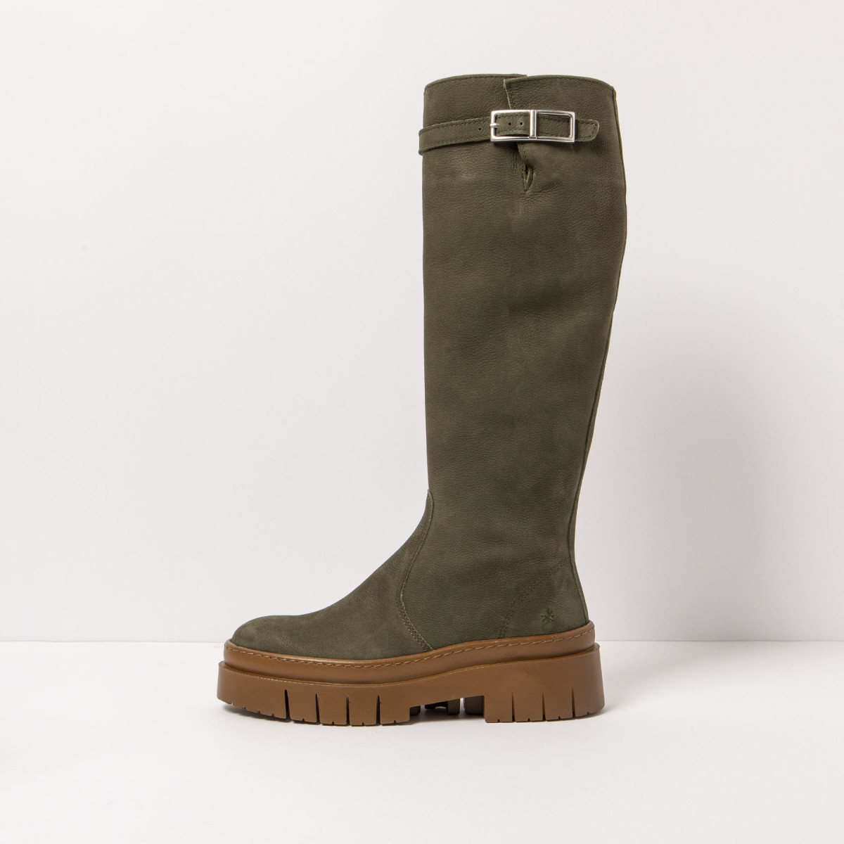 Bottes plates en cuir verni style cavaliéres - Vert - art