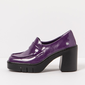 Mocassins à talon en cuir semelle crantée - Violet - art