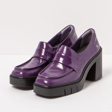 Mocassins à talon en cuir semelle crantée - Violet - art