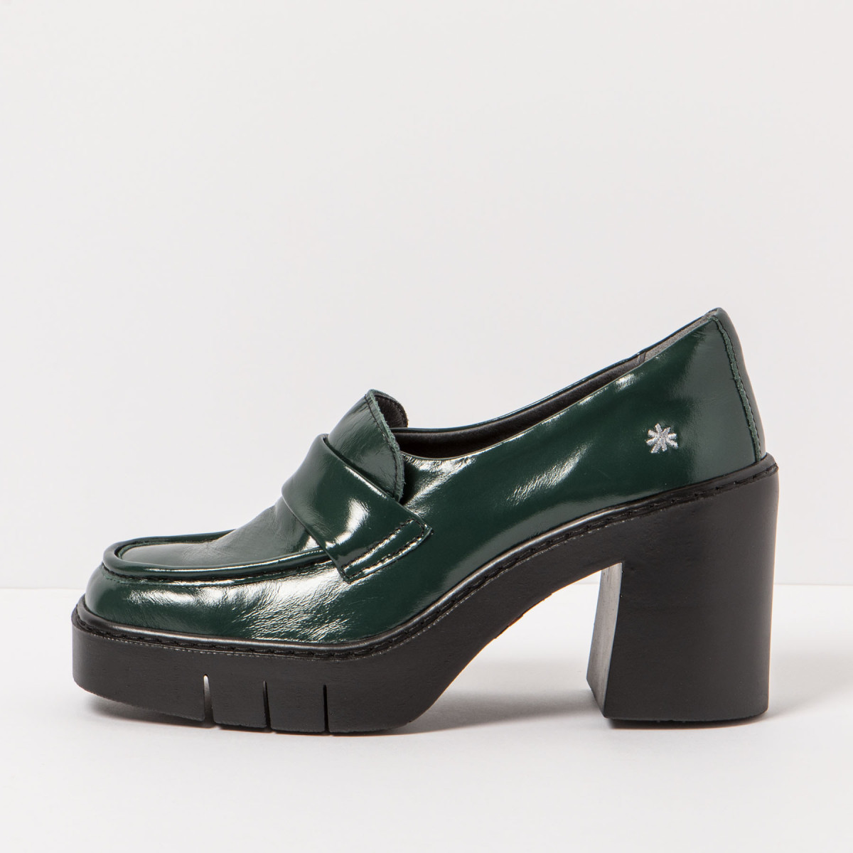 Mocassins à talon en cuir semelle crantée - Vert - art