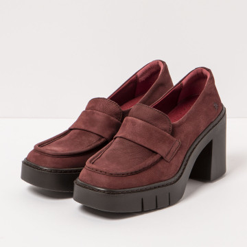 Mocassins à talon en cuir semelle crantée - Rouge - art