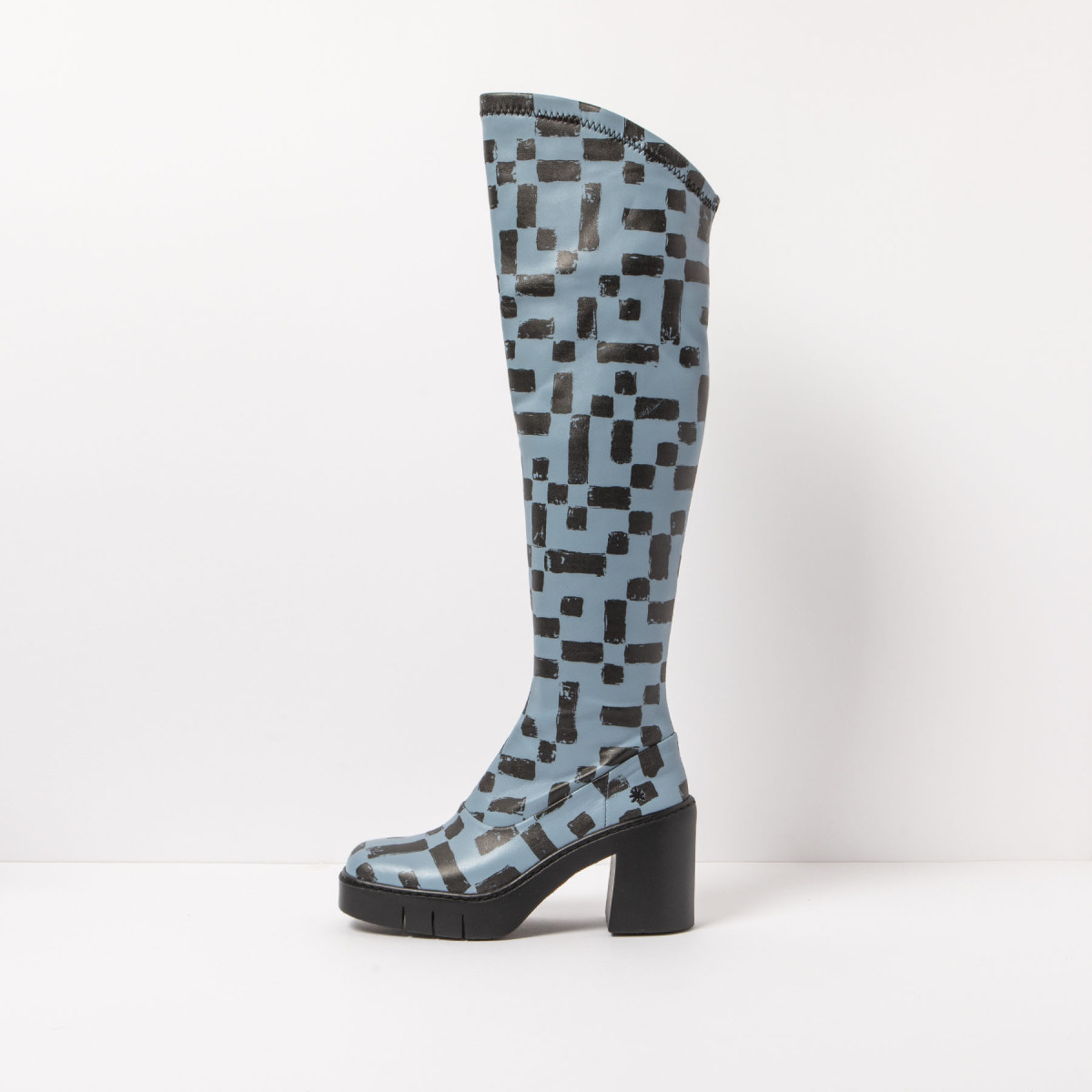 Bottes à talon en cuir style cavaliéres - Bleu - art