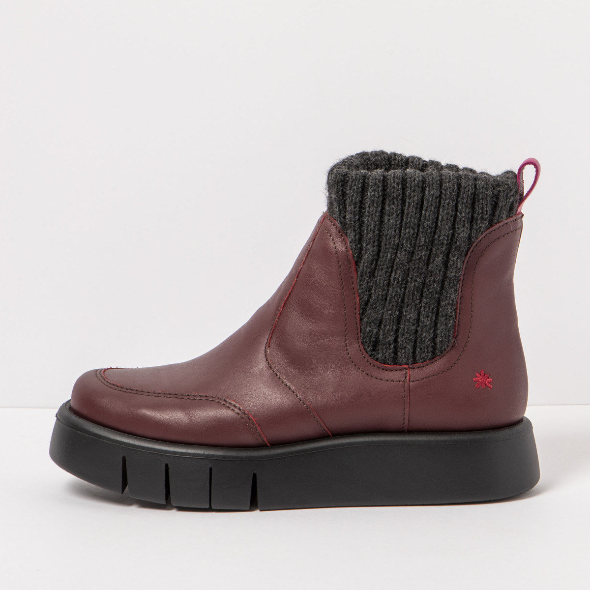 Bottines chelsea en cuir doublées de laine - Rouge - art