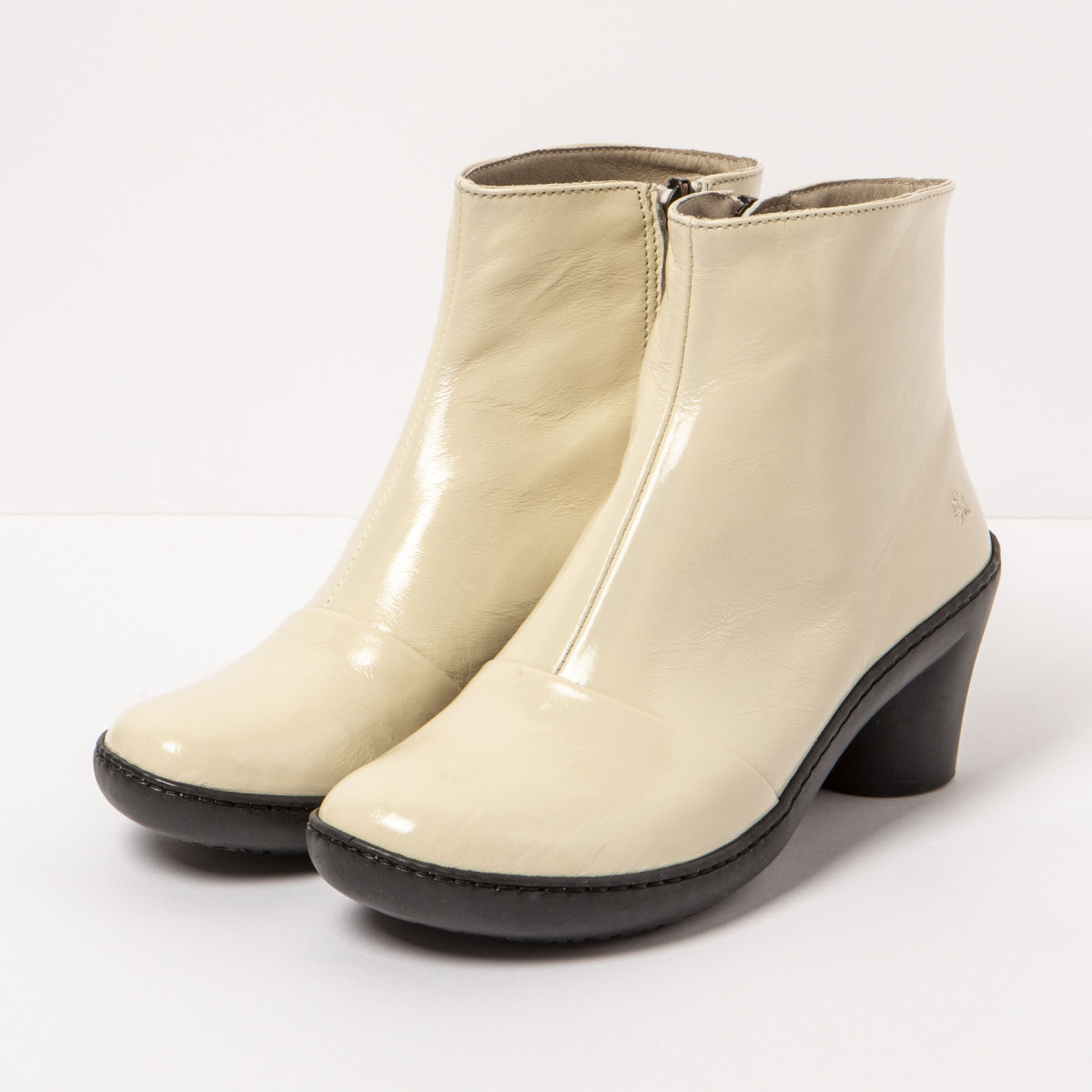 Bottines à talon en cuir mat - Beige - art