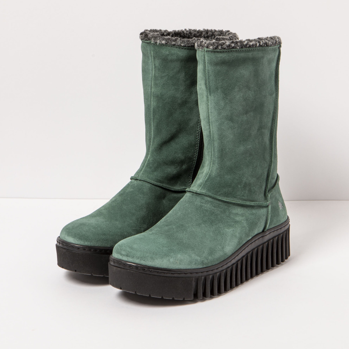 Bottines plateforme en daim fourrée - Vert - art