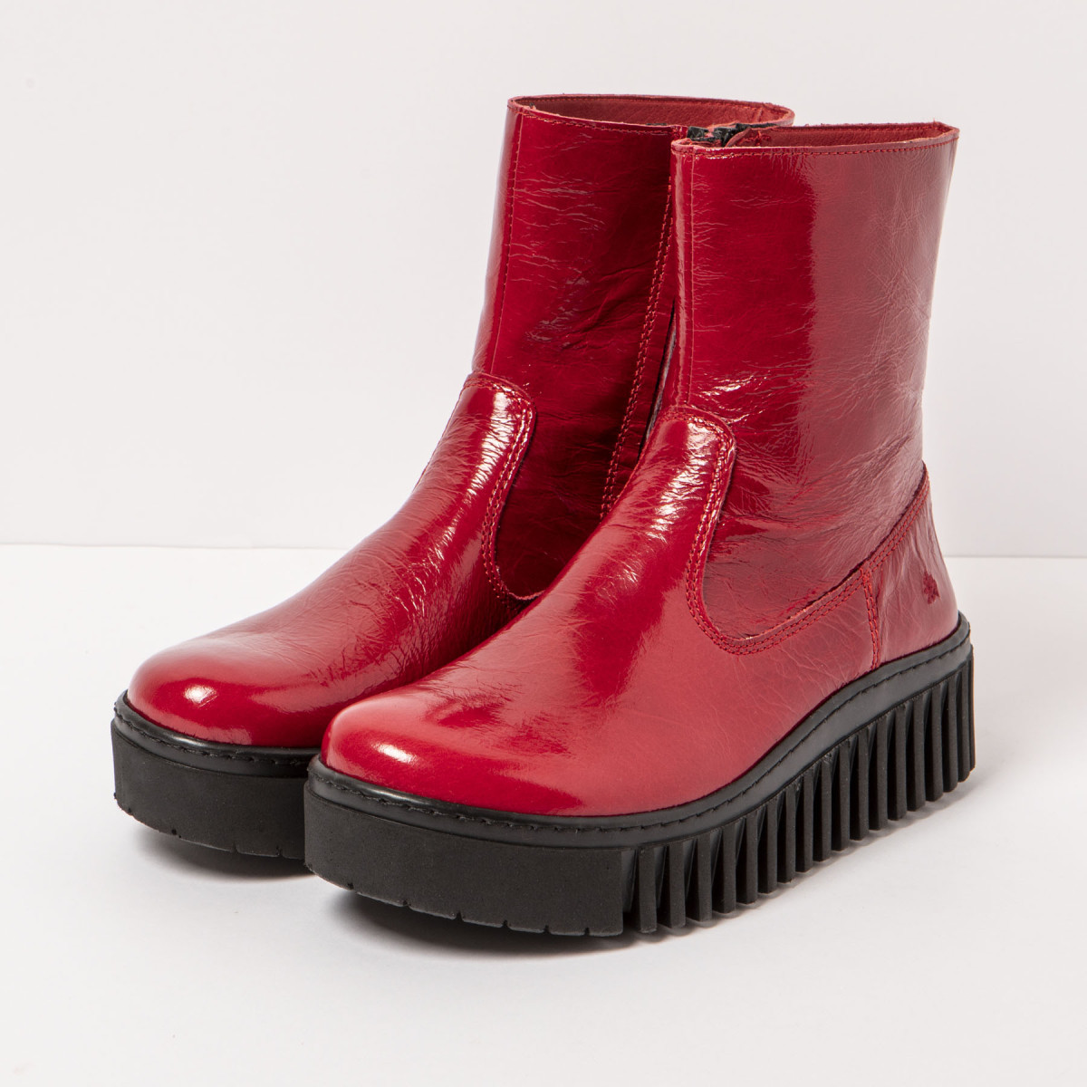 Bottines en cuir à plateforme - Rouge - art