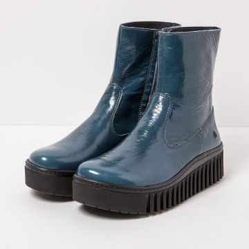 Bottines en cuir à plateforme - Bleu - art