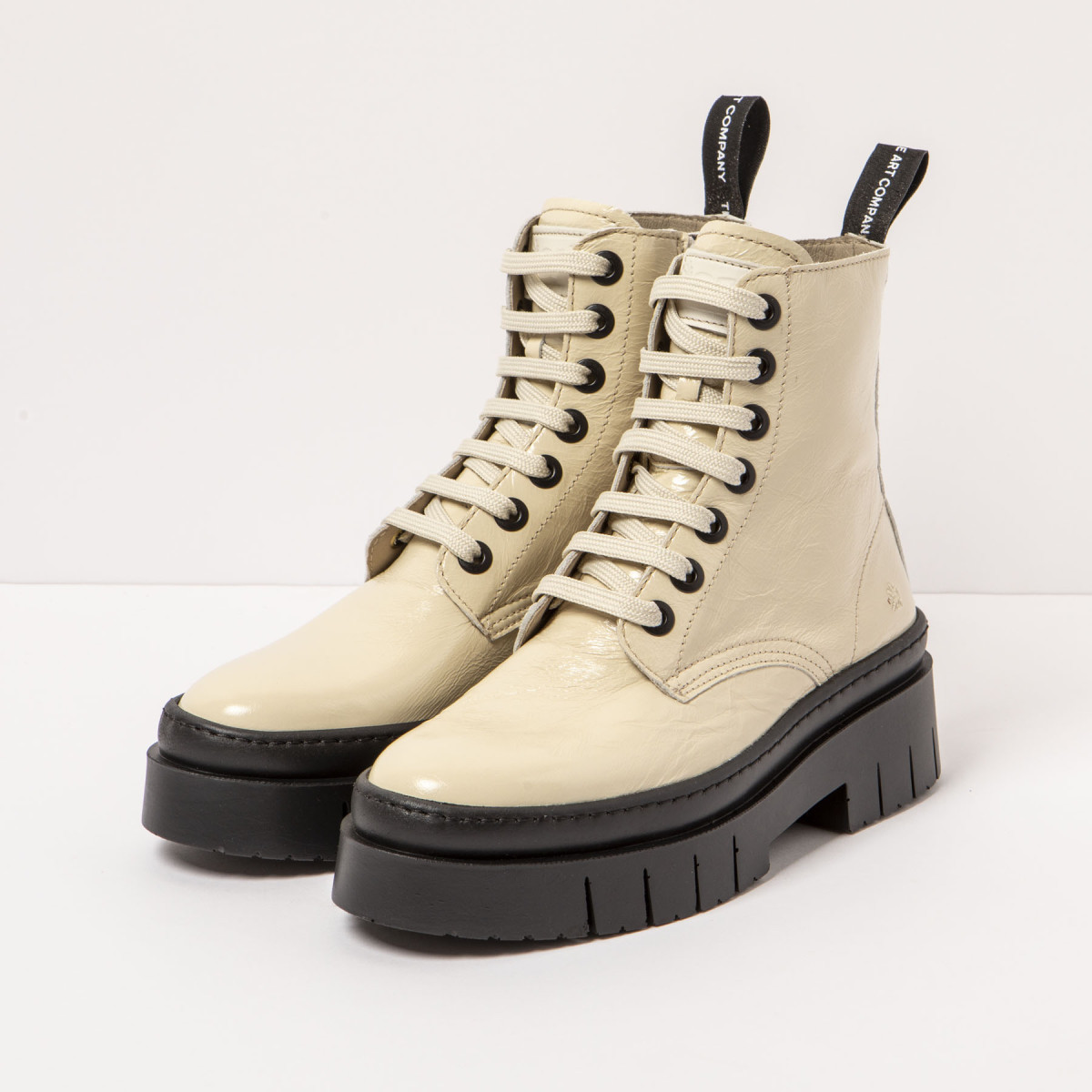 Bottines à lacets style rangers - Beige - art