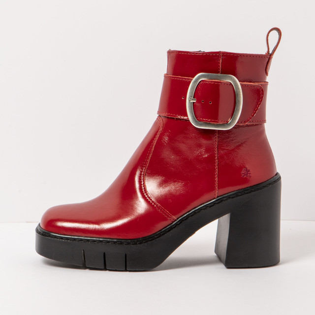 Bottines en cuir verni à talon bottier - Rouge - art