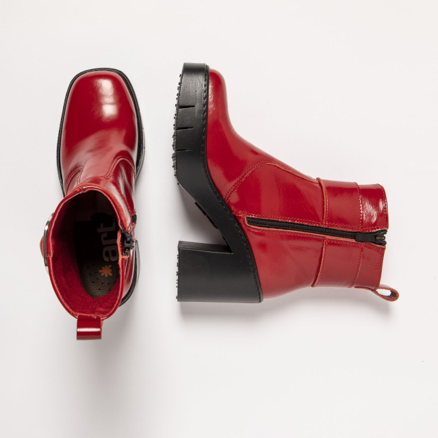 Bottines en cuir verni à talon bottier - Rouge - art