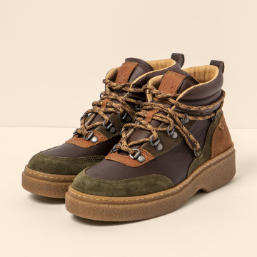 Bottines à talon carré en multi cuir - Multicolore - El naturalista