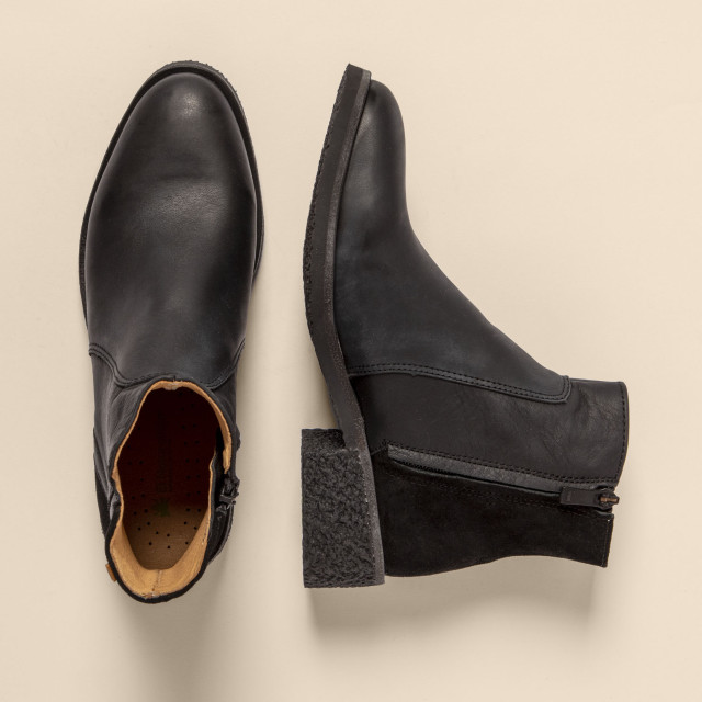 Bottines à talon carré en multi cuir - Noir - El naturalista