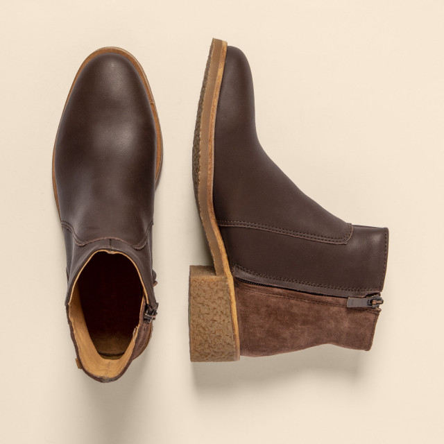 Bottines à talon carré en multi cuir - Marron - El naturalista