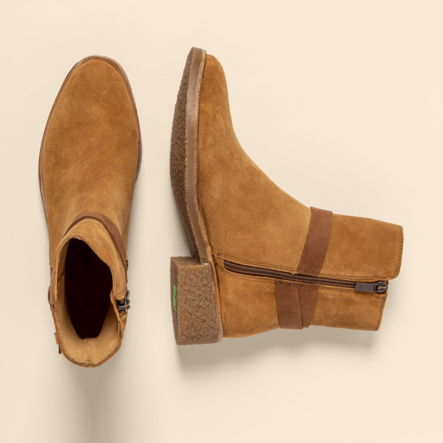 Bottines en cuir suédé à boucle - Marron - El naturalista