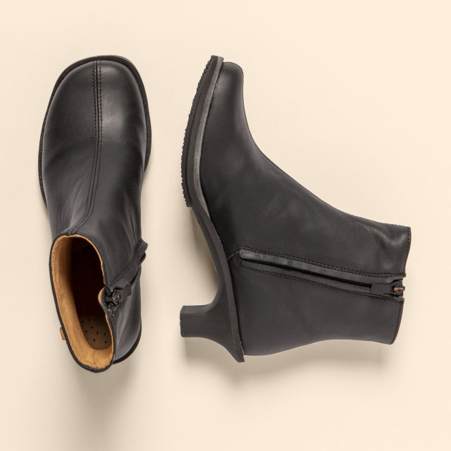 Bottines en cuir à talon bobine - Noir - El naturalista