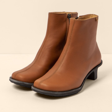 Bottines en cuir à talon bobine - Marron - El naturalista