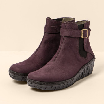 Bottines compensées en cuir à boucle - Violet - El naturalista