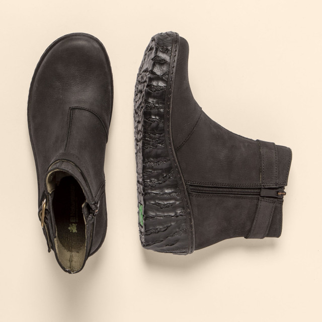 Bottines compensées en cuir à boucle - Noir - El naturalista