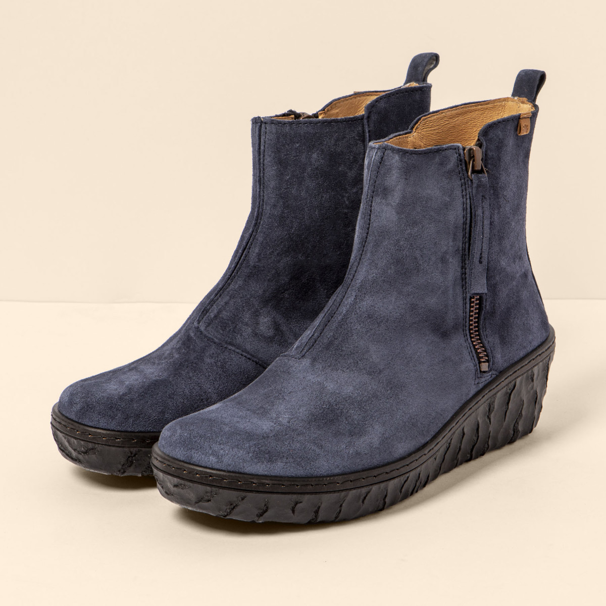 Bottines compensées en daim avec Zip - Bleu - El naturalista