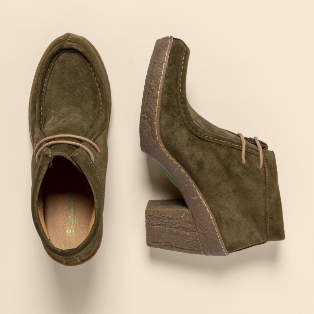 Low boots en cuir suédé à talon - Vert - El naturalista