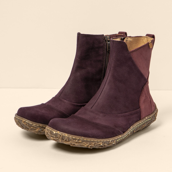 Bottines plates en cuir plissé - Violet - El naturalista