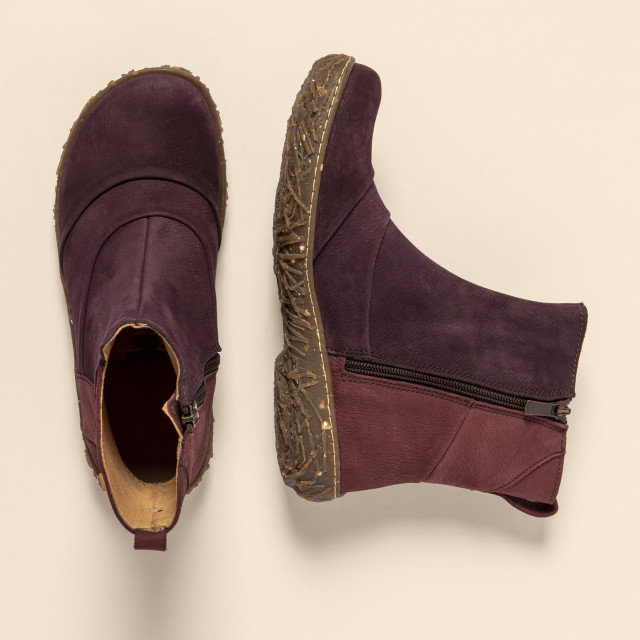 Bottines plates en cuir plissé - Violet - El naturalista