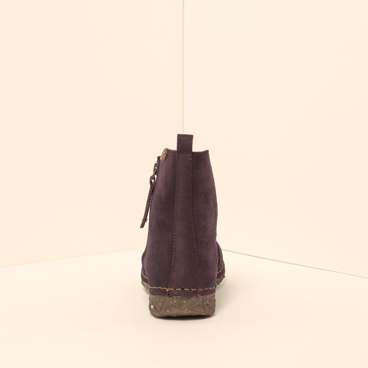 Bottines plates en cuir brossé - Violet - El naturalista