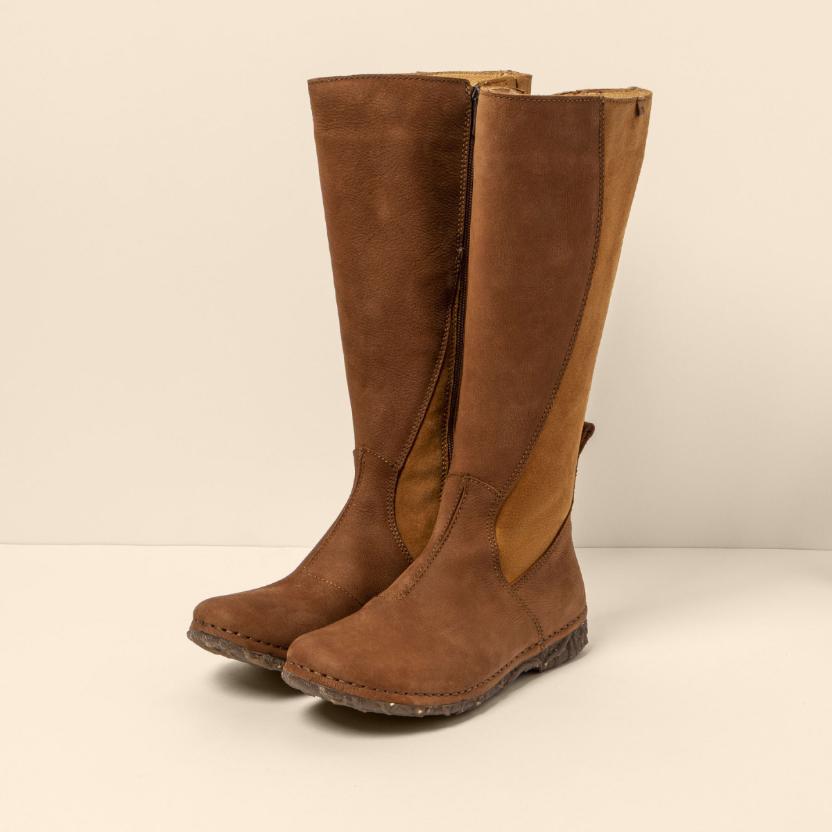 Bottes plates en multi cuir - Marron - El naturalista