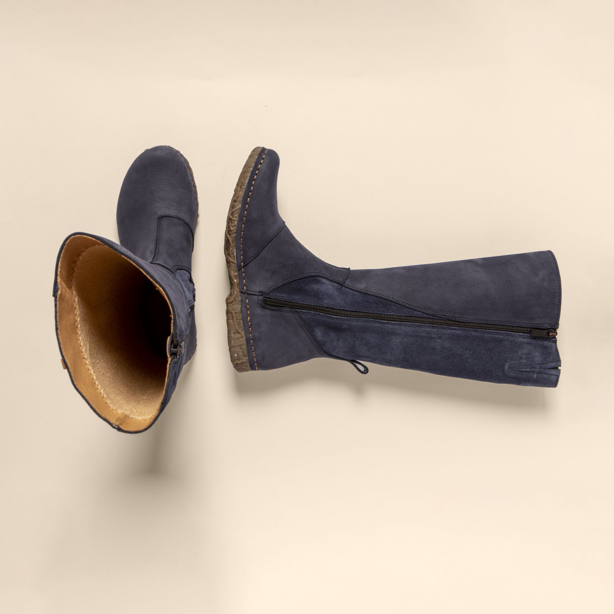 Bottes plates en multi cuir - Bleu - El naturalista