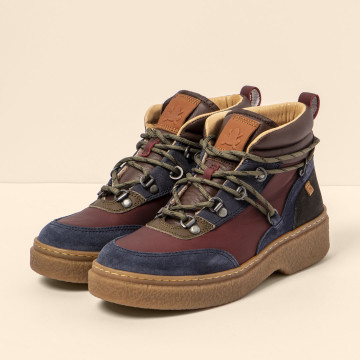 Bottines à talon carré en multi cuir - Multicolore - El naturalista