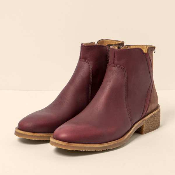 Bottines à talon carré en multi cuir - Violet - El naturalista