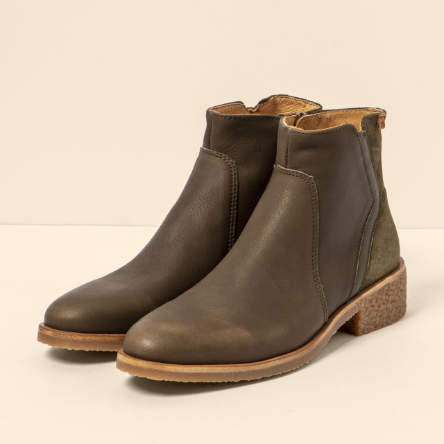 Bottines à talon carré en multi cuir - Vert - El naturalista