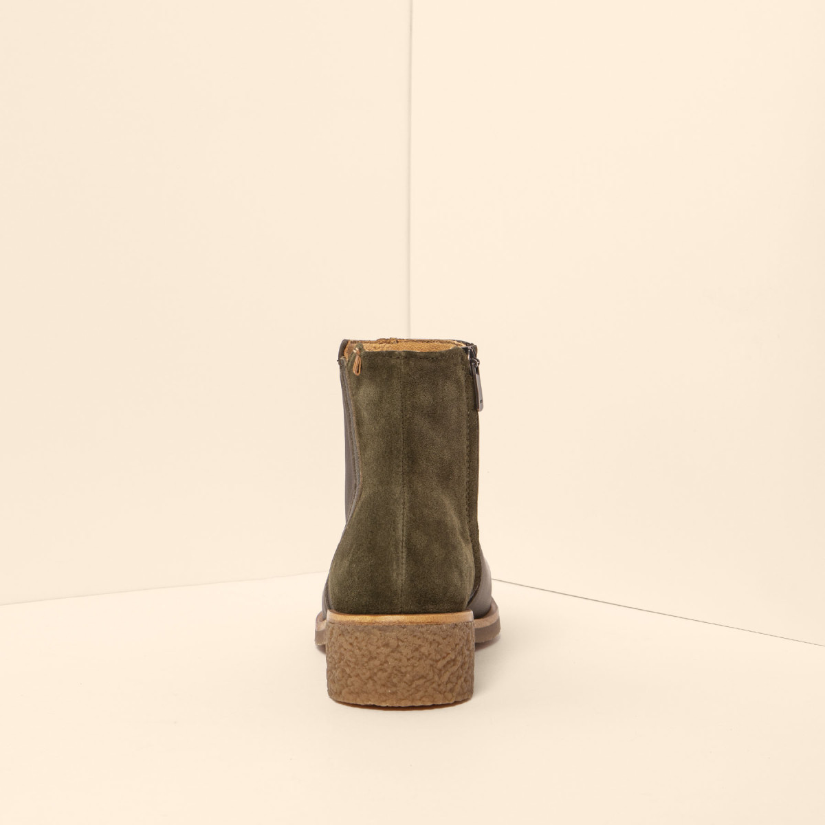 Bottines à talon carré en multi cuir - Vert - El naturalista