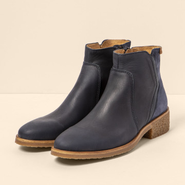 Bottines à talon carré en multi cuir - Bleu - El naturalista