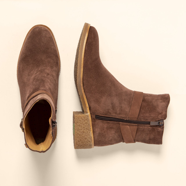 Bottines en cuir suédé à boucle - Marron - El naturalista