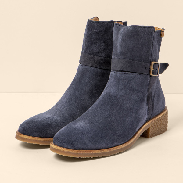 Bottines en cuir suédé à boucle - Bleu - El naturalista