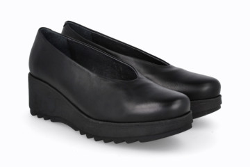 Chaussures compensées en cuir - Noir - Lince