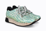 Baskets confortables en cuir effet croco - Vert - Lince