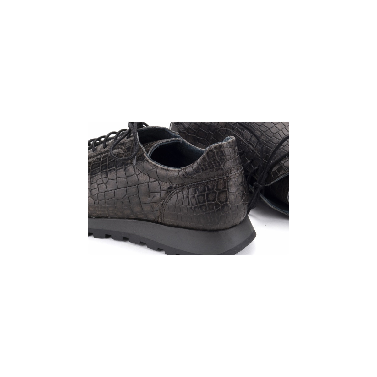 Baskets confortables en cuir matelassé - Gris - Lince