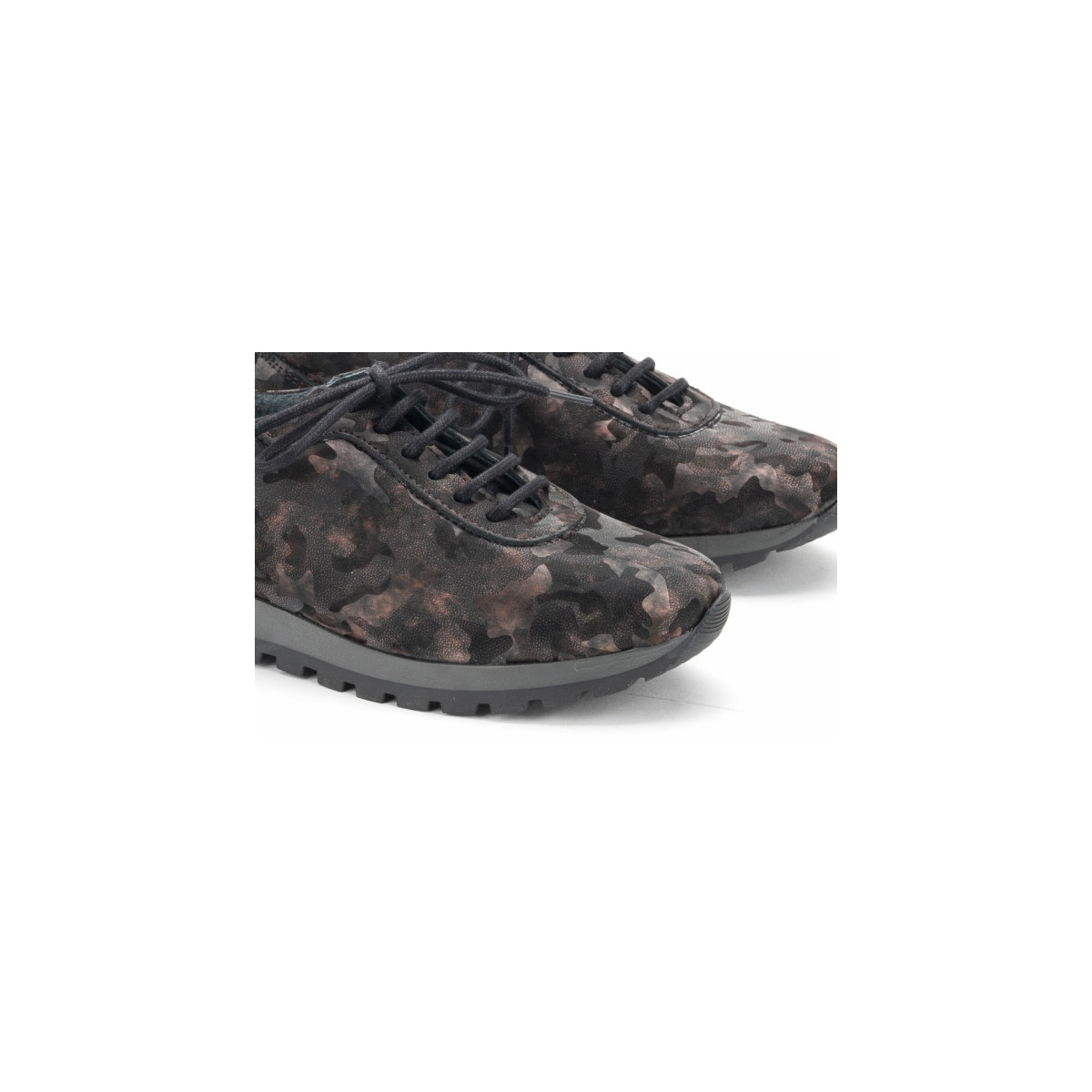 Baskets confortables en cuir militaire - Noir - Lince