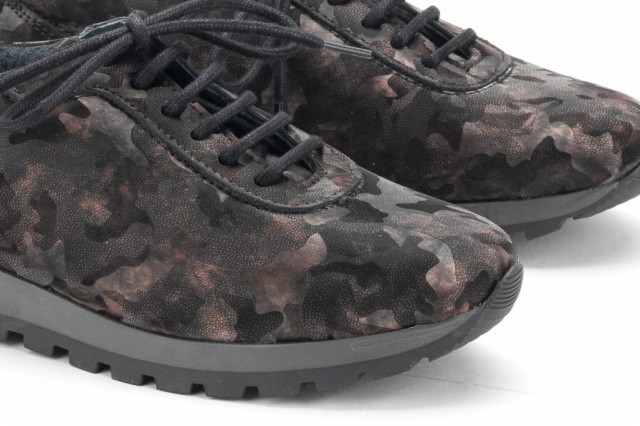 Baskets confortables en cuir militaire - Noir - Lince