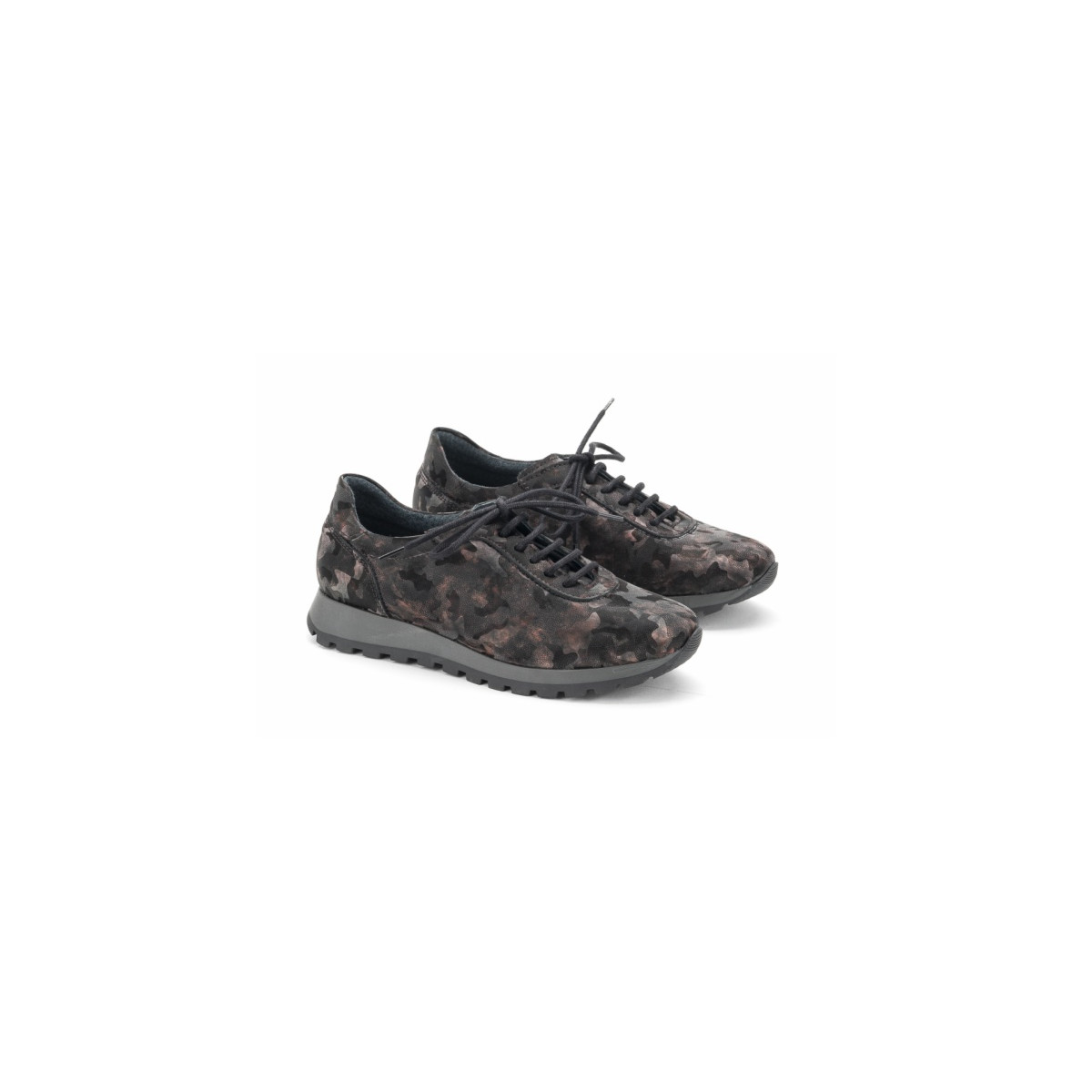 Baskets confortables en cuir militaire - Noir - Lince