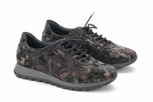 Baskets confortables en cuir militaire - Noir - Lince