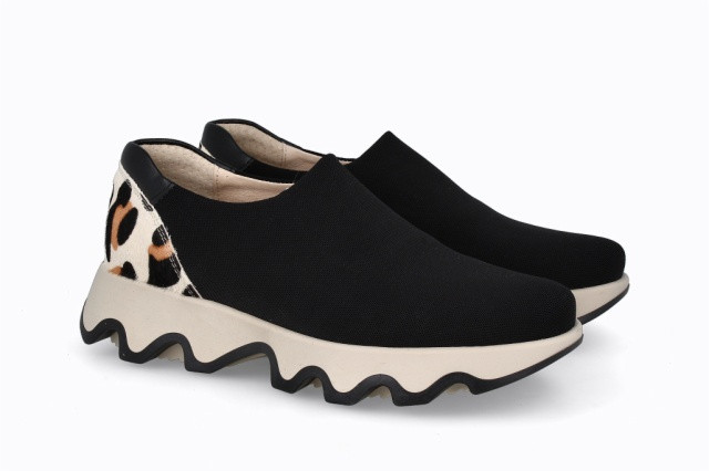 Baskets confortables en lycra élastique - Noir - Lince