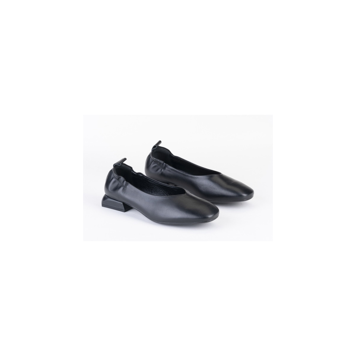 Ballerines petit talon en cuir - Noir - Lince