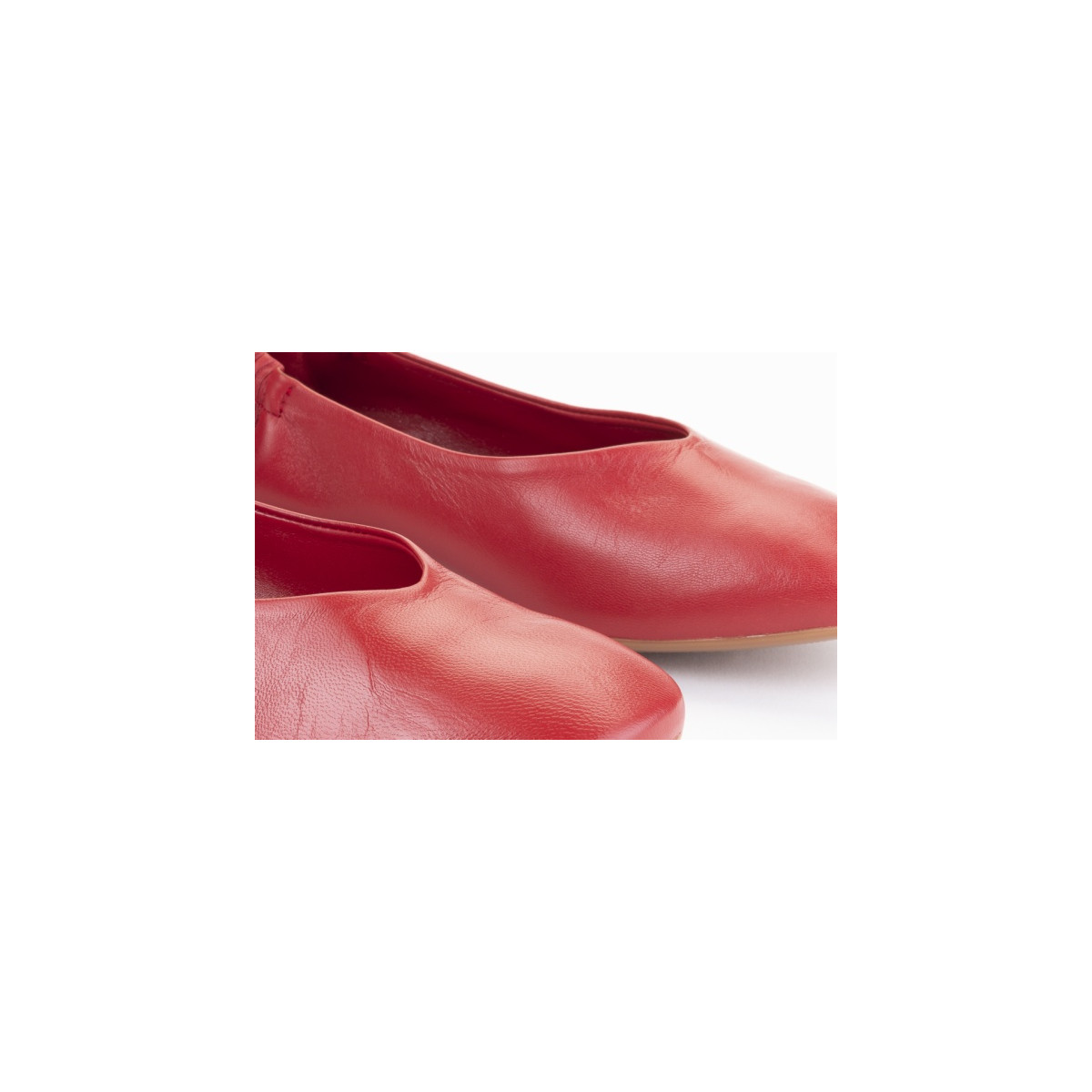 Ballerines petit talon en cuir - Rouge - Lince