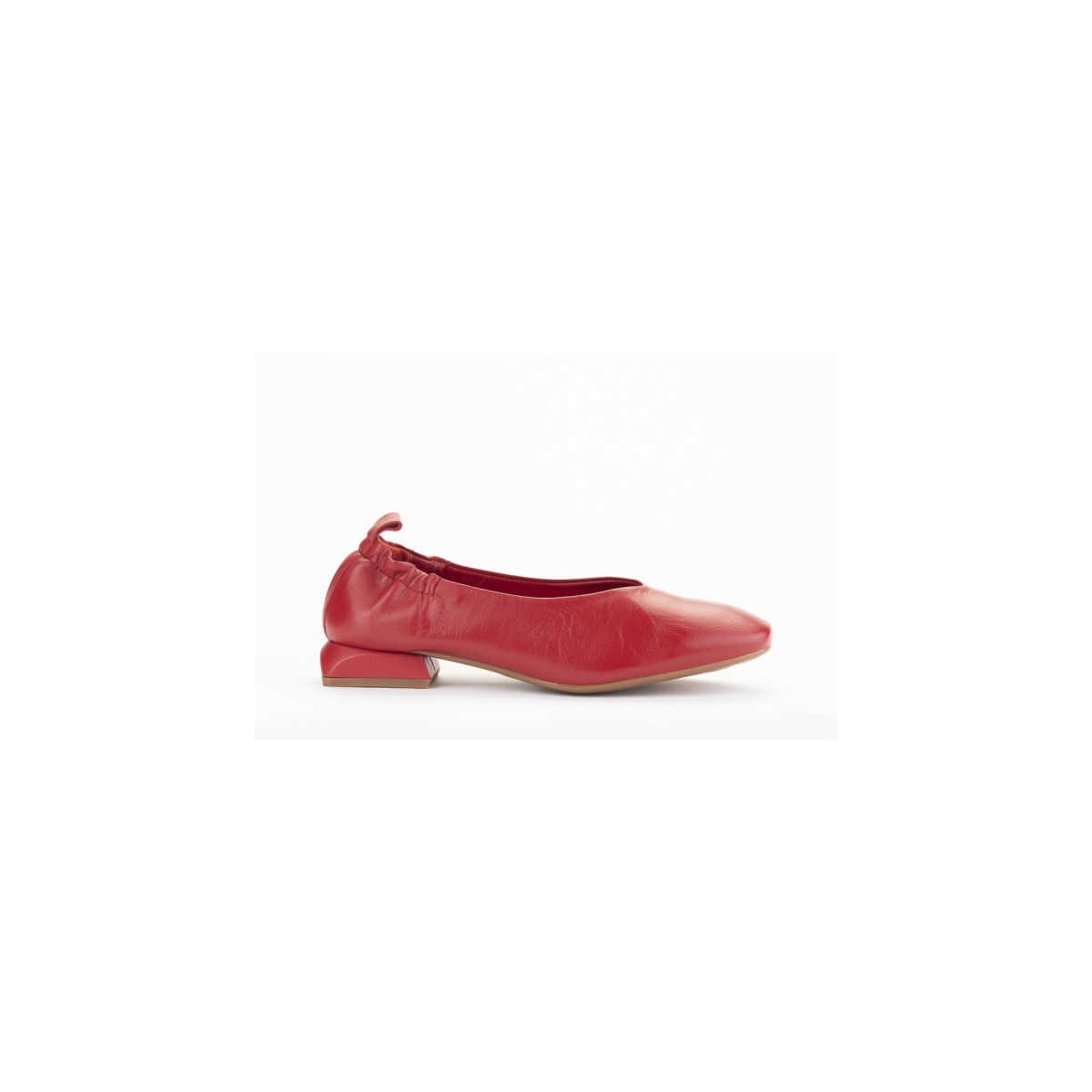 Ballerines petit talon en cuir - Rouge - Lince