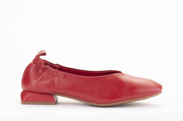 Ballerines petit talon en cuir - Rouge - Lince