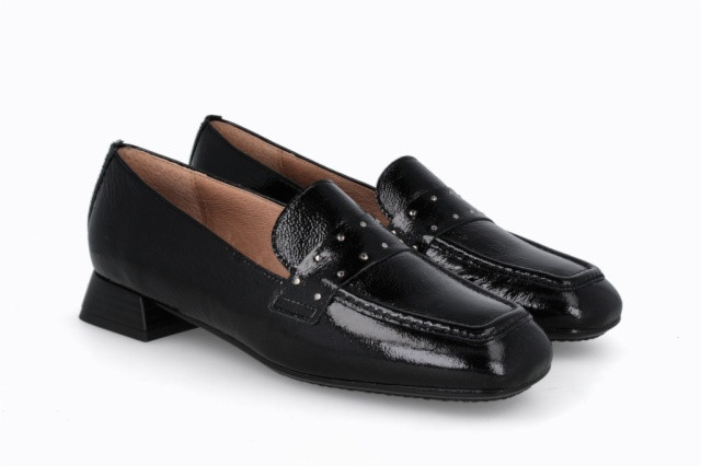 Mocassins à talon et boucle en cuir verni - Noir - Lince