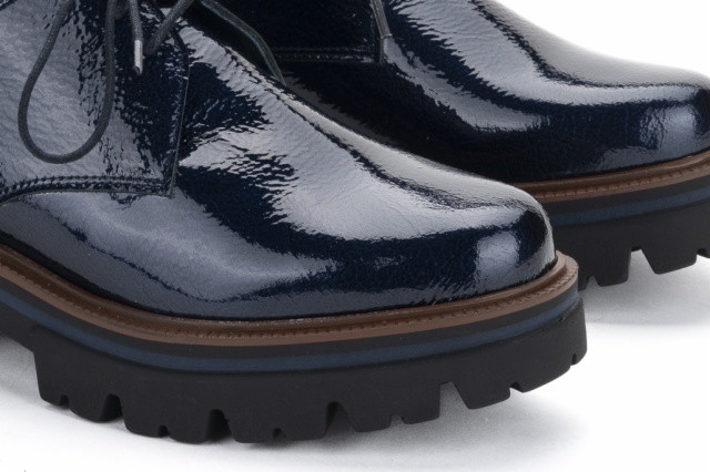 Derbies en cuir verni et semelle crantée - Bleu Marine - Lince